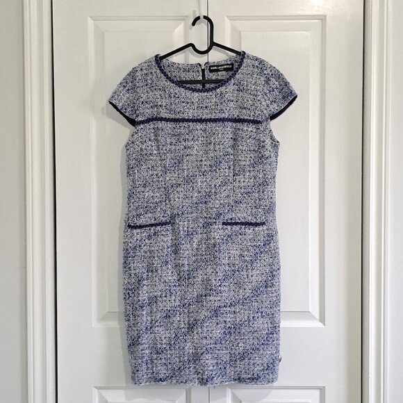 Karl Lagerfeld Blue + White Cap Sleeve Dress - Picture 1 of 4